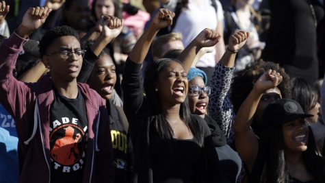 Courtesy of Jeff Roberson. Students in Missouri defend segregation and protest racially charged threats.
