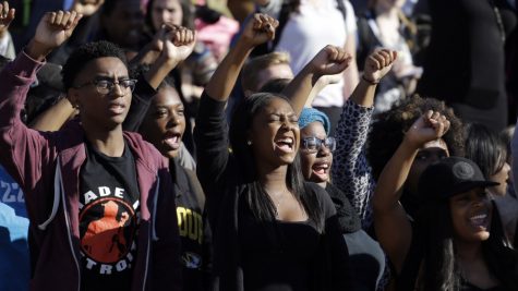 Courtesy of Jeff Roberson. Students in Missouri defend segregation and protest racially charged threats. 