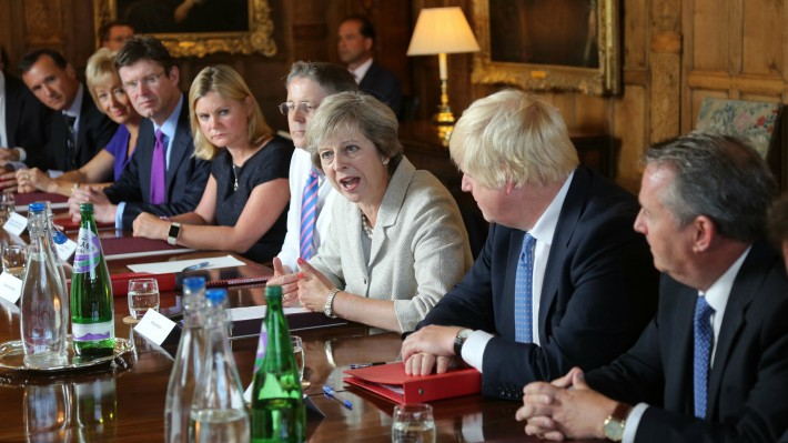 Courtesy of Mark Richards. Ministers and Theresa May discuss matters regarding the Brexit initiative. 
