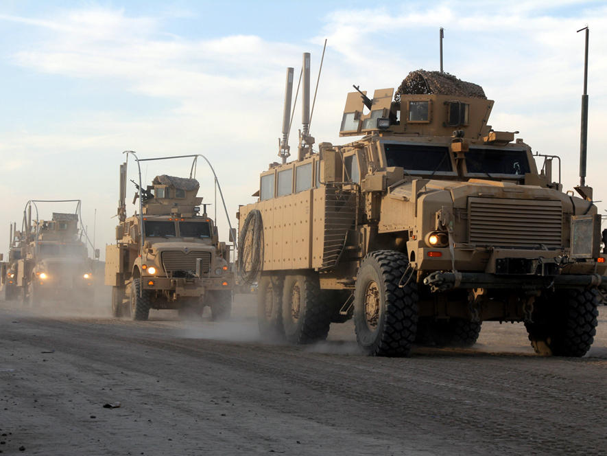 A U.S. convoy departs from Contingency Operating Station Kalsu, a U.S. base about 60 miles south of Baghdad. For many U.S. troops, it is the last stop in Iraq on the way out of the country. 