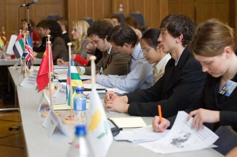 Model United Nations delegates at a General Assembly in Germany. 