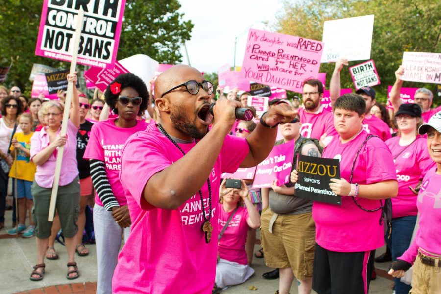 Pro-choice advocates rally support for Planned Parenthood.