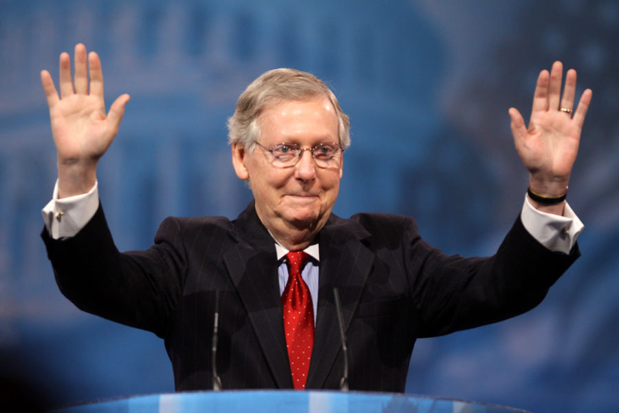 Senate Leader Mitch McConnell is giving a speech at the Conservative Political Action Conference. 