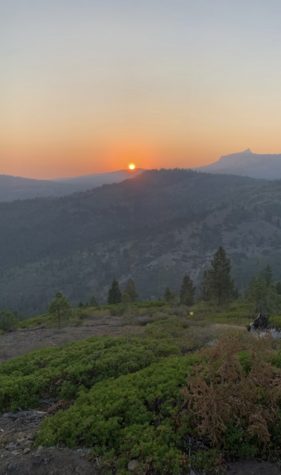 Courtesy of Blake Startsev. Sunset over smoky hills in Tahoe. 