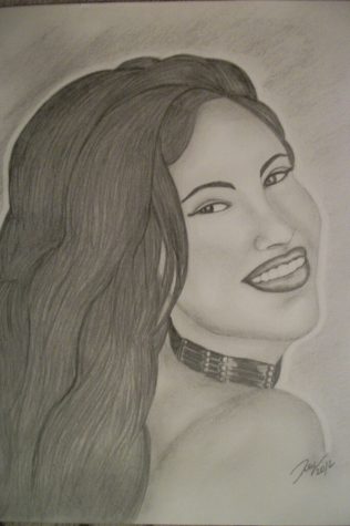 Drawing of Selena Quintanilla-Perez and her beautiful smile and all joy in her. Courtesy of Wikimedia commons.