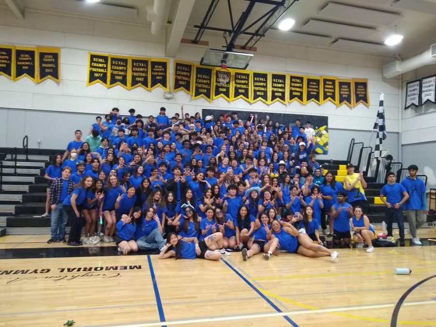 Seniors take a group picture after pulling out the Fantastics win. 

Courtesy of Anmol Gill