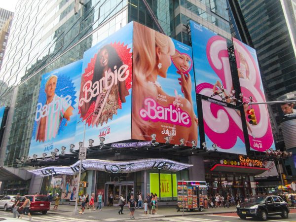 The Barbie Movie billboards featured in New Yorks Times Square. Courtesy of Brecht Bug.
