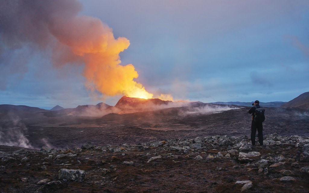 Fagradalsfjall volcano eruption in Iceland. 