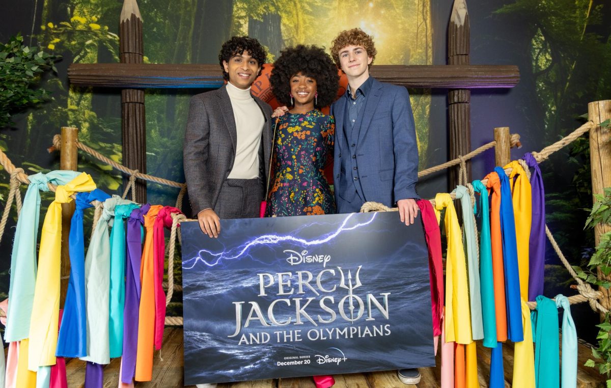 Scobell, Jeffries, and Simhadri attend the premier of the first season of the Percy Jackson series. 