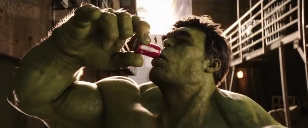 Hulk vs Antman in a Super Bowl ad for Coke.