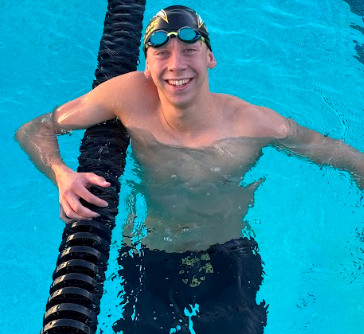 Senior Varsity swimmer Max Farnham after his high school meet against Monta Vista. 