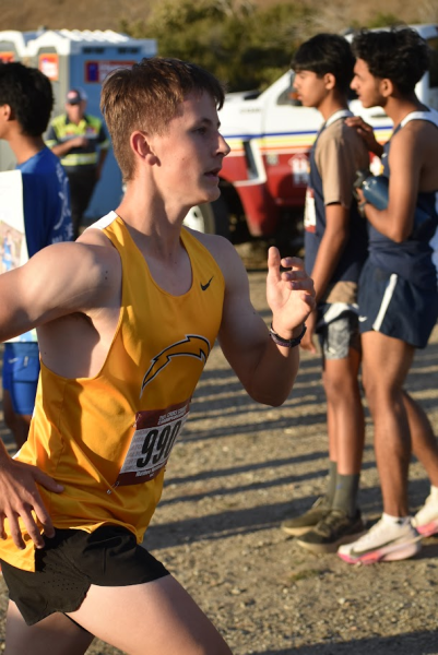 Matt exerts himself during a cross-country run.