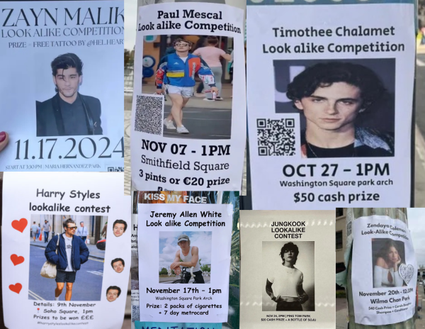 Widespread flyers depict lookalike competitions for acclaimed celebrities. 