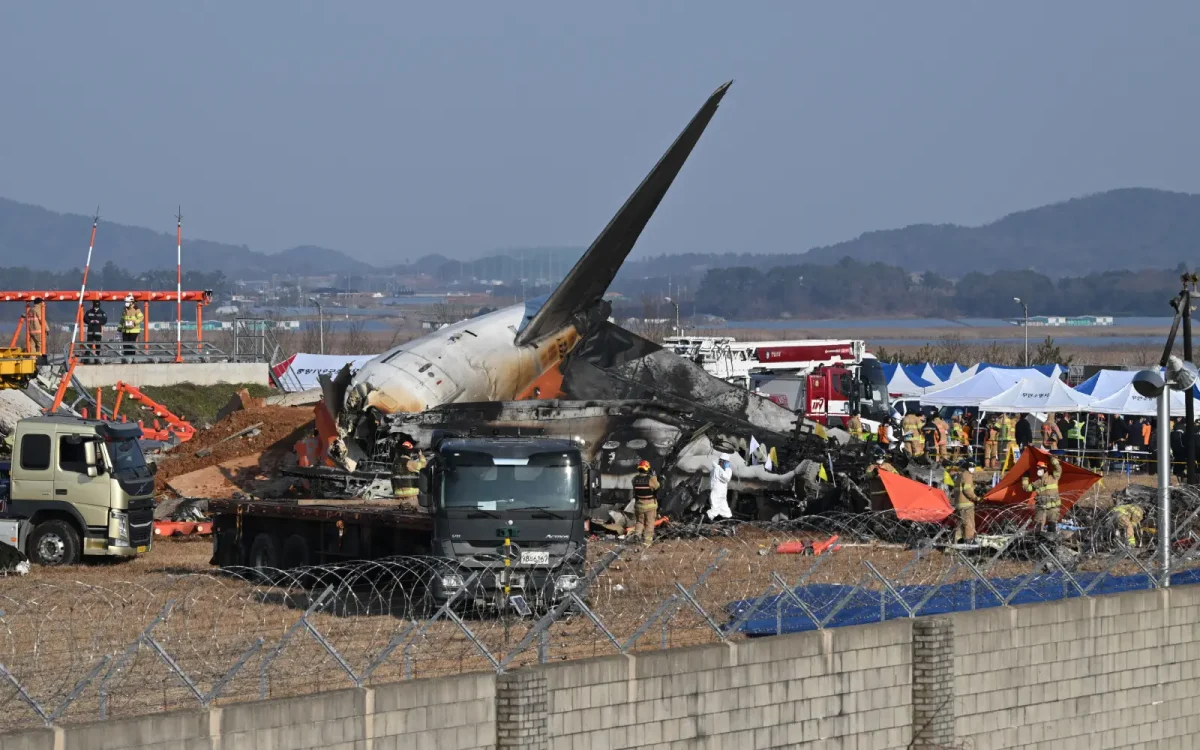 Wreckage of a Jeju Air Flight 2216. Courtesy of AFP