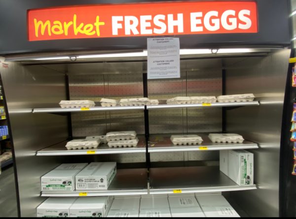 Eggs have been marked up significantly in price at Santa Clara's Grocery Outlet Bargain Market.