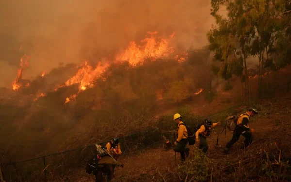 Flames spread in San Fernando Valley on Sunday. Courtesy of AP