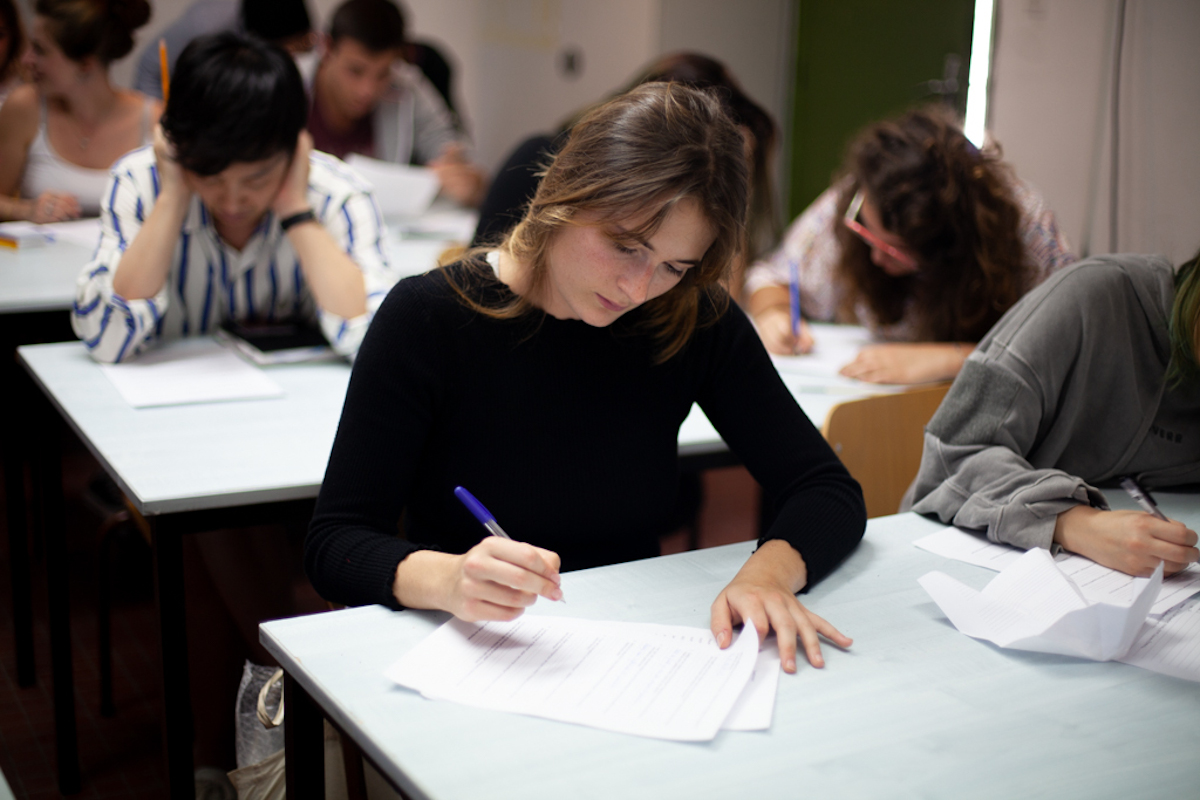 Student taking a standardized test.