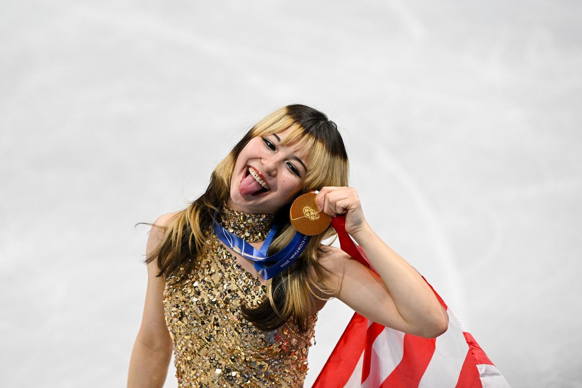 Gold medalist Alysa LIU of Team United States poses for a photo during the medal ceremony.