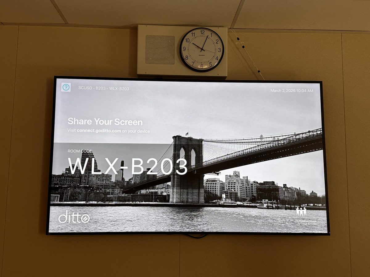 New TV in B-building classroom. 