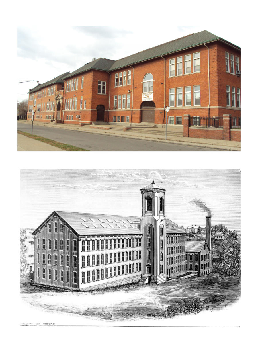 School vs Factory illustration. 