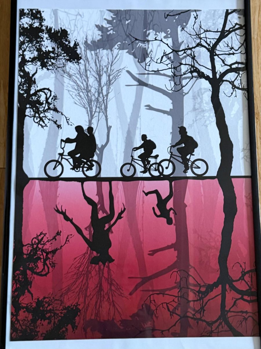 Stranger Things poster depicting Hawkins versus the Upside Down. 