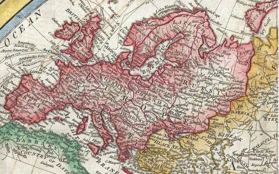 A map of Europe.